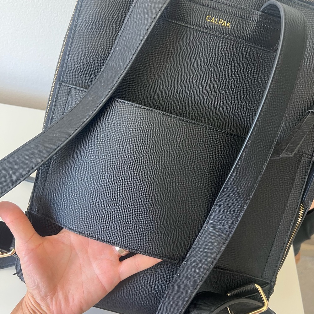 Calpak Black Backpack Elegant Minimalist Design - Picture 3 of 13